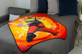 Naruto With Kanji Symbols Large Anime Fleece Throw Blanket | 60 x 45 Inches
