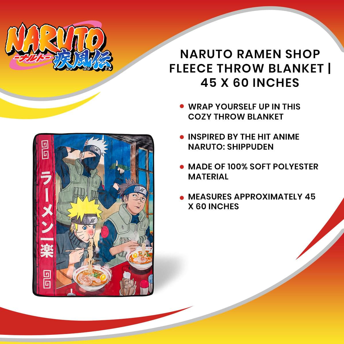 Naruto Ramen Shop Fleece Throw Blanket | 45 x 60 Inches