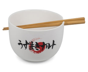 Naruto "Eating Noodles" Japanese Dinner Set | 16-Ounce Ramen Bowl and Chopsticks