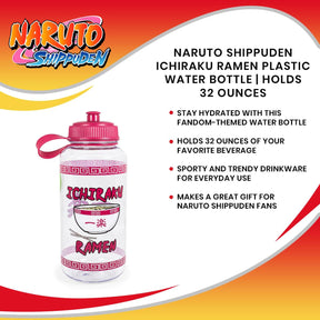 Naurto Shippuden Ichiraku Ramen Plastic Water Bottle | Holds 32 Ounces