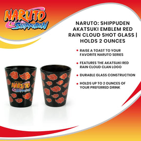 Naruto: Shippuden Akatsuki Emblem Red Rain Cloud Shot Glass | Holds 2 Ounces