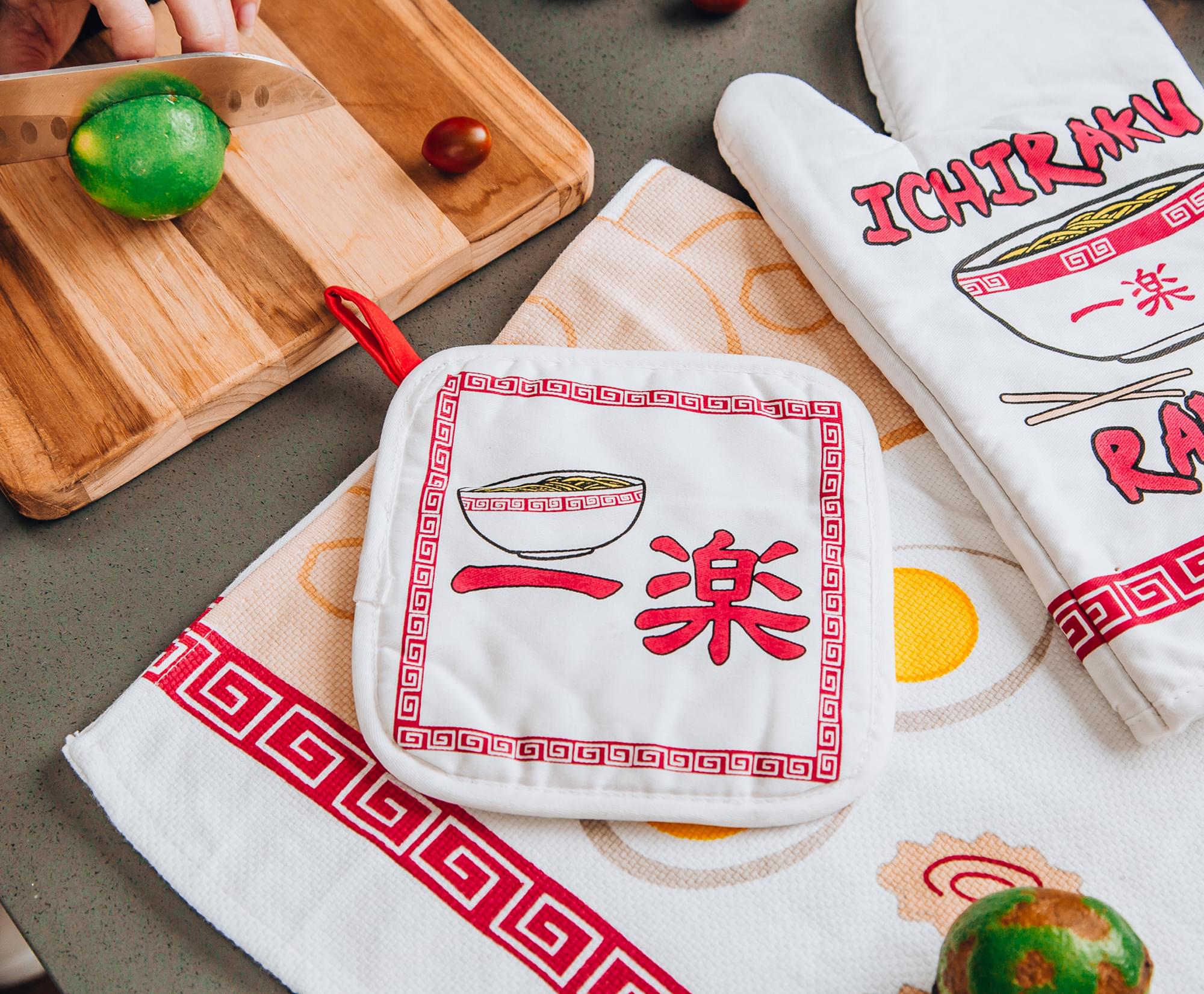 Naruto Ichiraku Ramen 3-Piece Kitchen Set | Oven Mitt, Dish Towel, Pot Holder