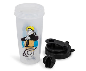 Official Licensed Naruto Shippuden Shaker Bottle THE WILL ON FIRE [CLEAR  20oz] Anime Shaker Bottle, Gymnastic Shaker/Water Bottle for Adults,  (OFFICIALLY LICENSED), By Just Funky 