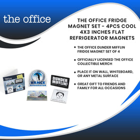The Office Fridge Magnet Set - 4pcs Cool 4x3 Inches Flat Refrigerator Magnets