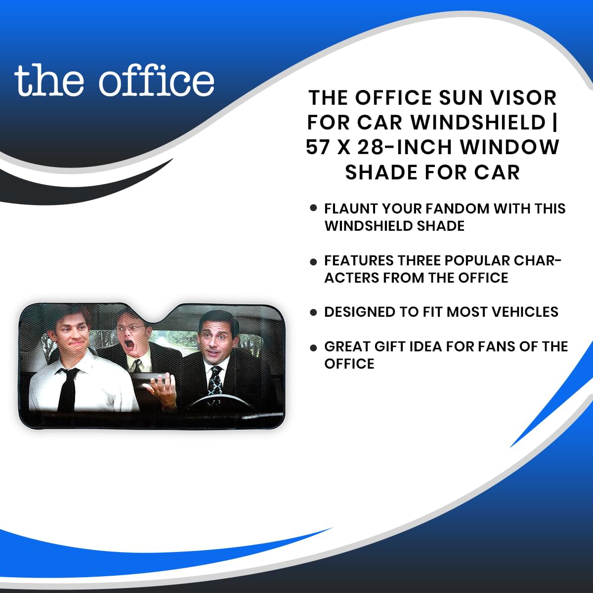The Office Sun Visor for Car Windshield | 57 x 28-Inch Window Shade for Car