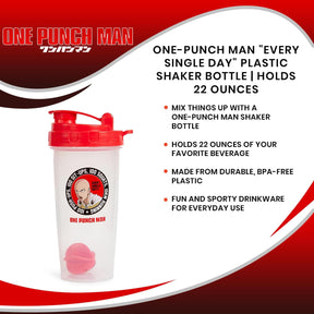 One-Punch Man "Every Single Day" Plastic Shaker Bottle | Holds 22 Ounces
