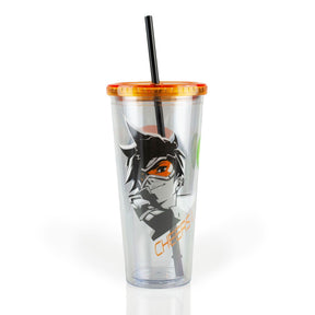 Overwatch Tracer Tumbler Cup | Travel Tumbler With Lid & Straw | Holds 24 Ounces