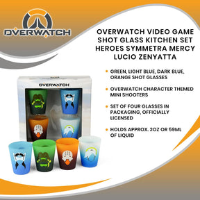 Overwatch Video Game Shot Glass Kitchen Set Heroes Symmetra Mercy Lucio Zenyatta