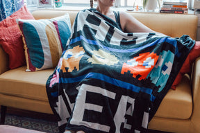 Pac-Man "Game Over" Fleece Throw Blanket | 45 x 60 Inch Cozy Blanket