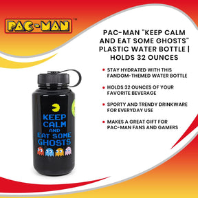 Pac-Man "Keep Calm and Eat Some Ghosts" Plastic Water Bottle | Holds 32 Ounces