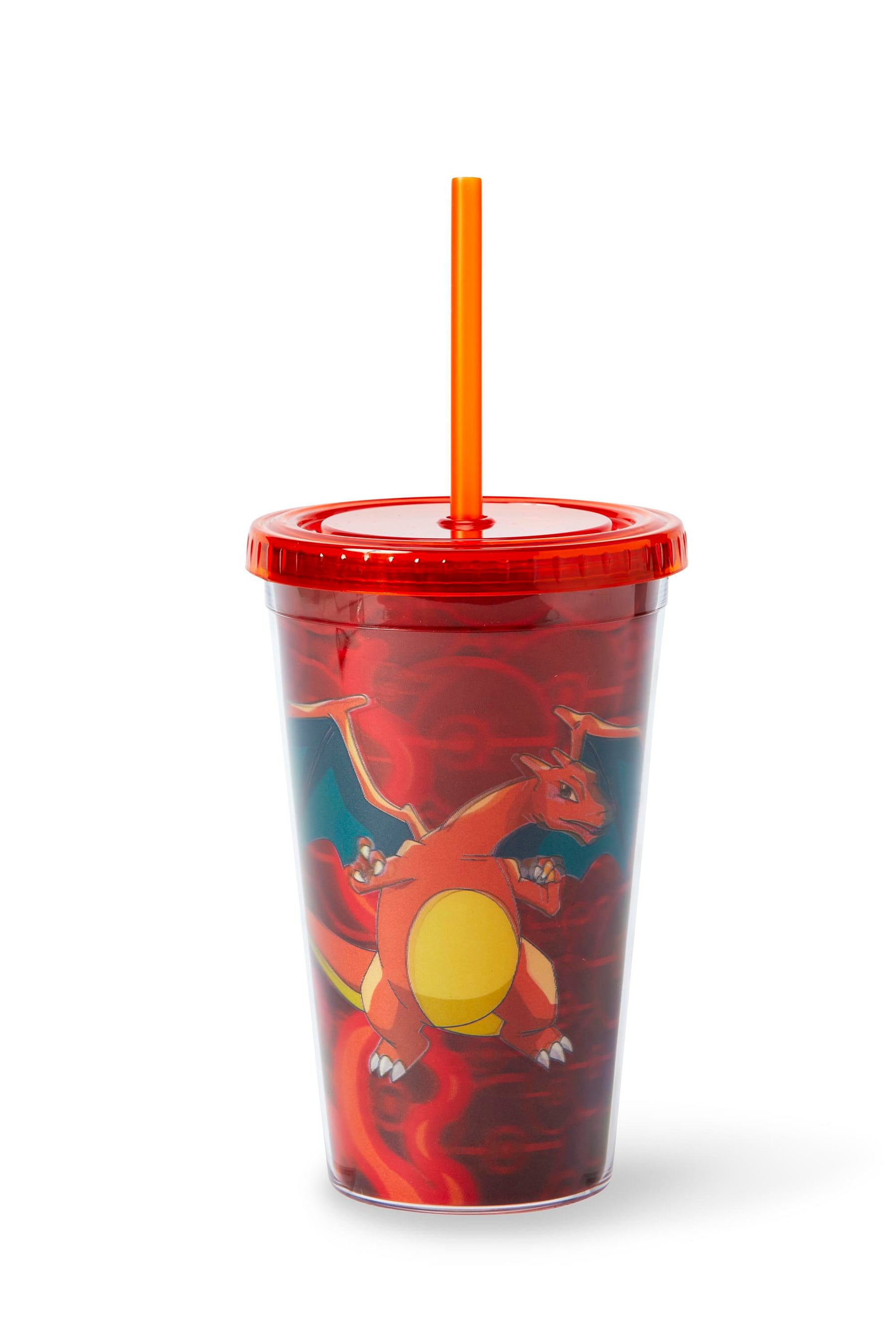 Pokémon Charizard Lenticular Plastic Tumbler Cup Lid & Straw | Holds 16 Ounces