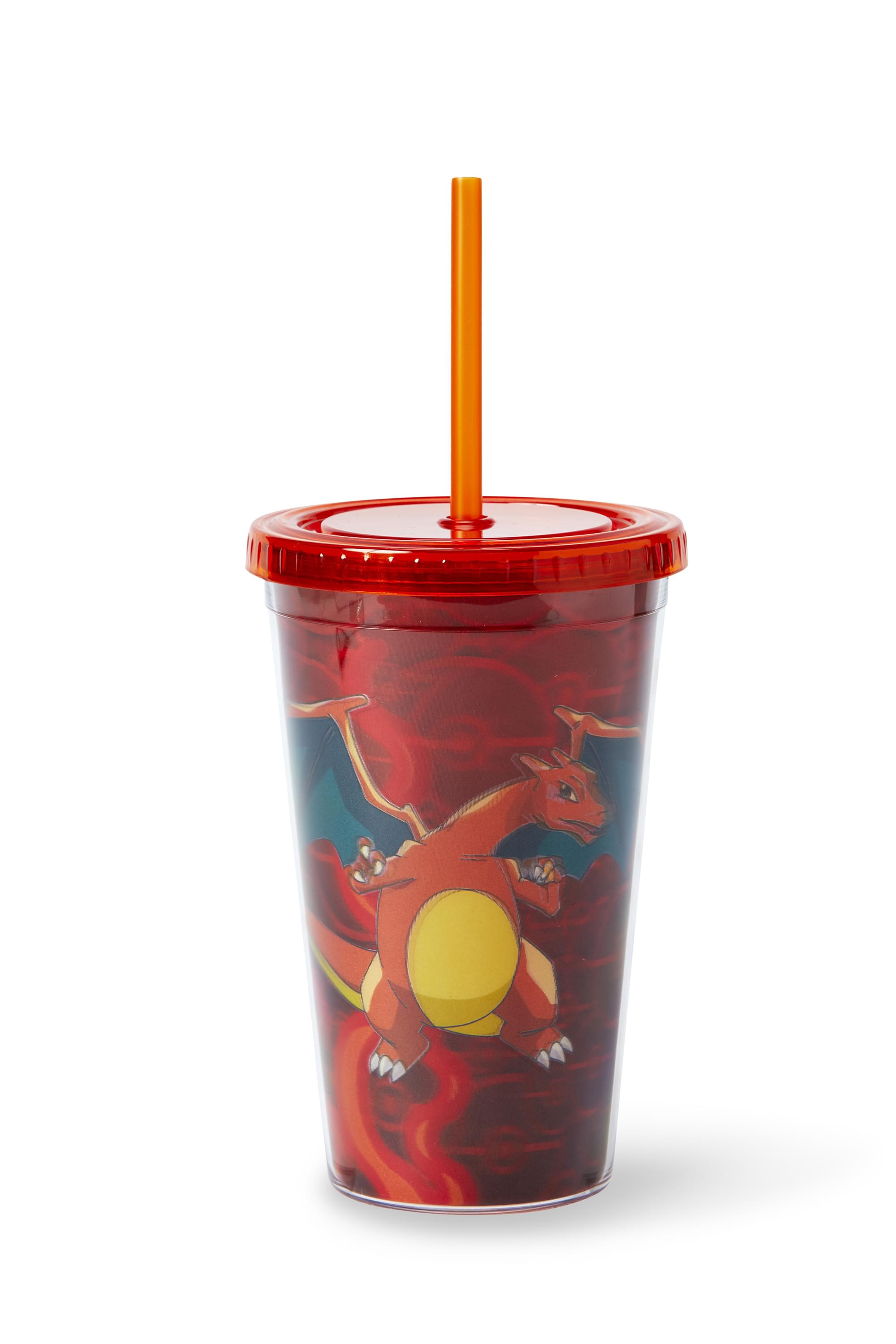 Pokémon Charizard Lenticular Plastic Tumbler Cup Lid & Straw | Holds 16 Ounces
