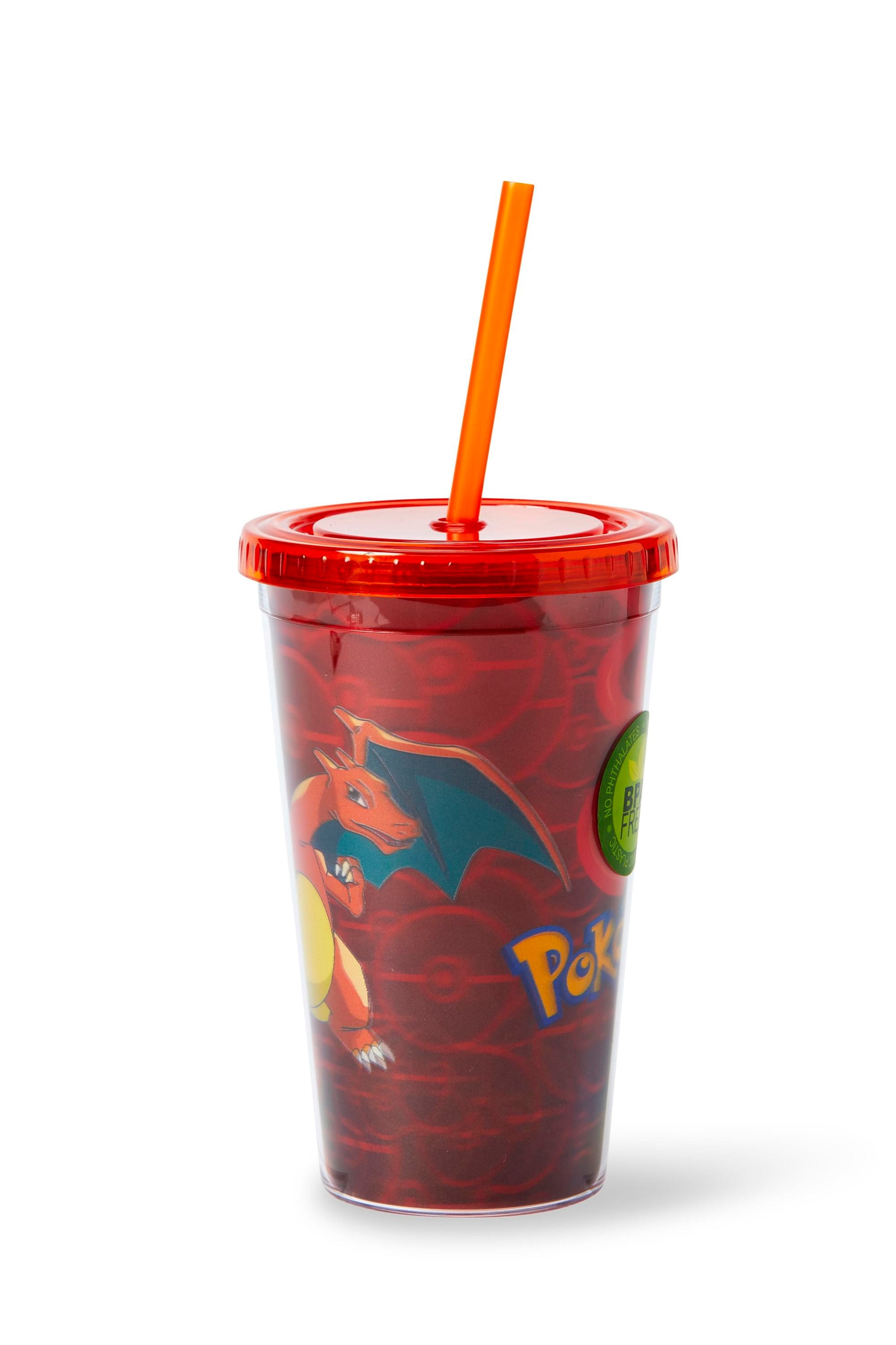 Pokémon Charizard Lenticular Plastic Tumbler Cup Lid & Straw | Holds 16 Ounces