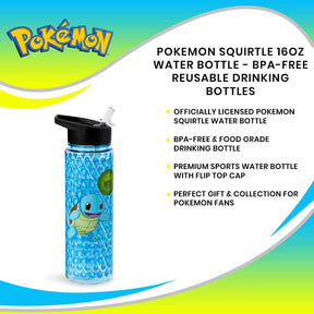 Pokemon Squirtle 16oz Water Bottle - BPA-Free Reusable Drinking Bottles