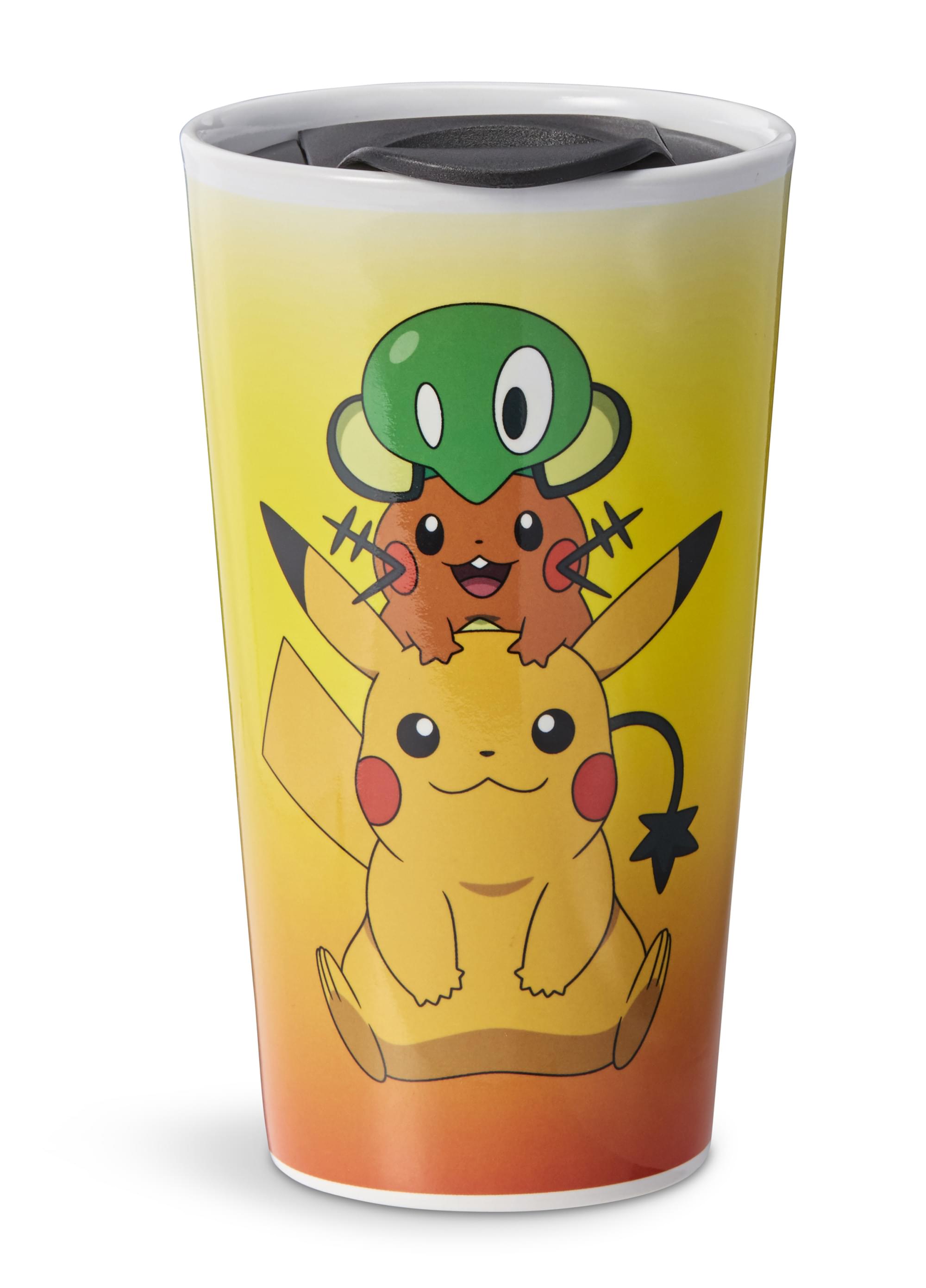 Pokémon XY Series Travel Mug | Pikachu, Dedenne, & Squishy | Holds 16 Ounces