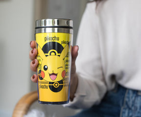 Pokemon Pikachu 16oz Insulated Travel Coffee Mug Tumbler w/ Non-Spill Metal Lid