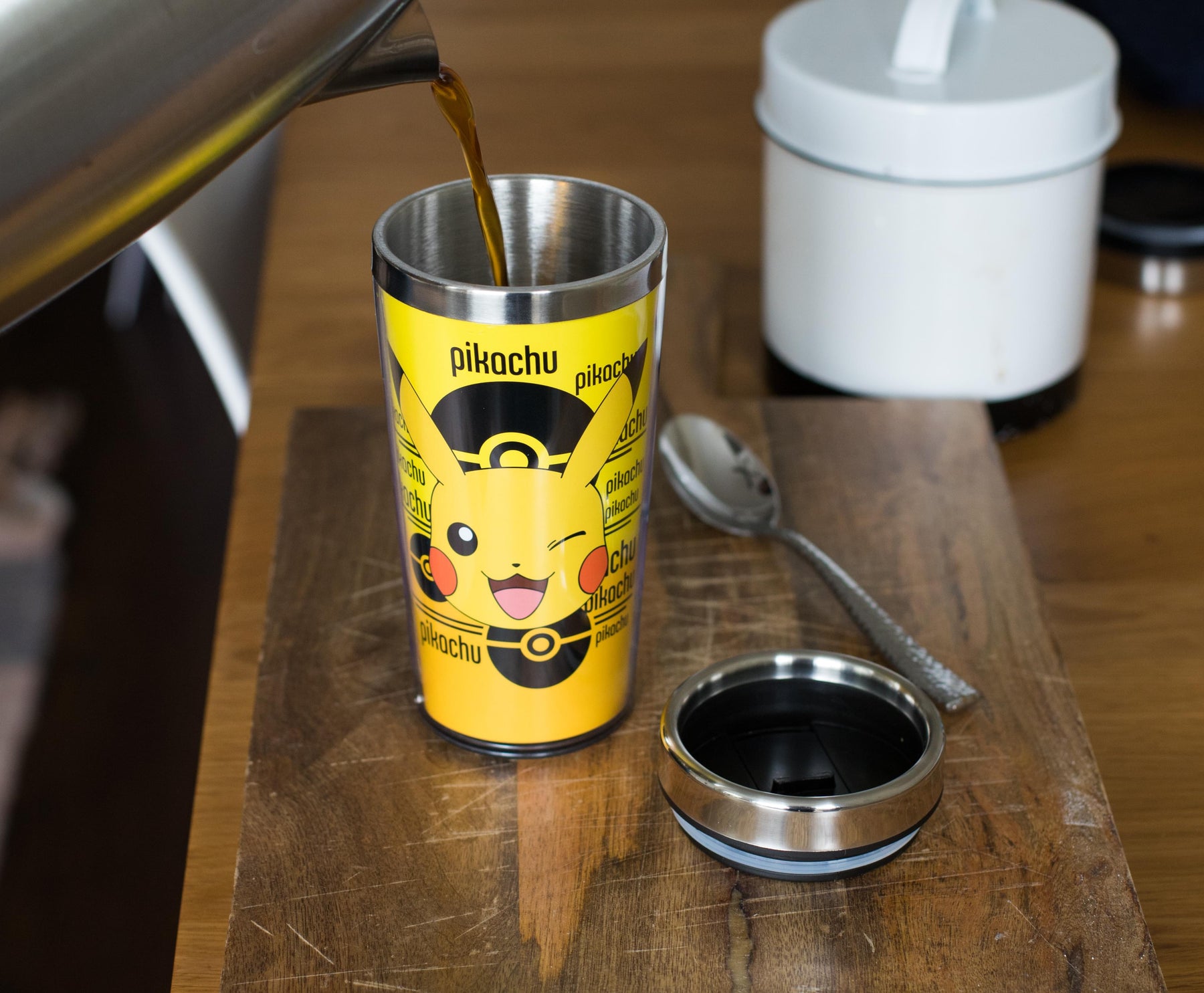 Pokemon Pikachu 16oz Insulated Travel Coffee Mug Tumbler w/ Non-Spill Metal Lid