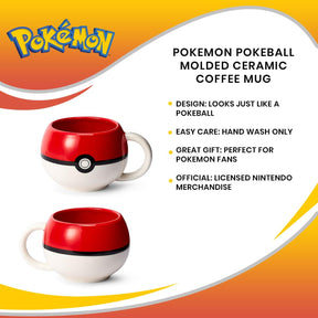 Pokemon Pokeball Molded Ceramic Coffee Mug