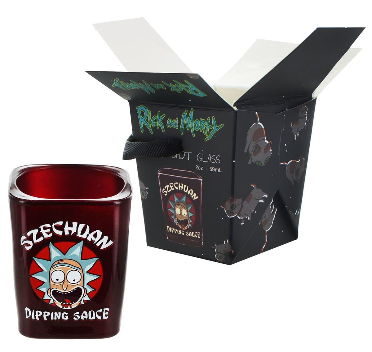 Rick and Morty Szechuan Dipping Sauce Shot Glass and Plastic Cup Bundle