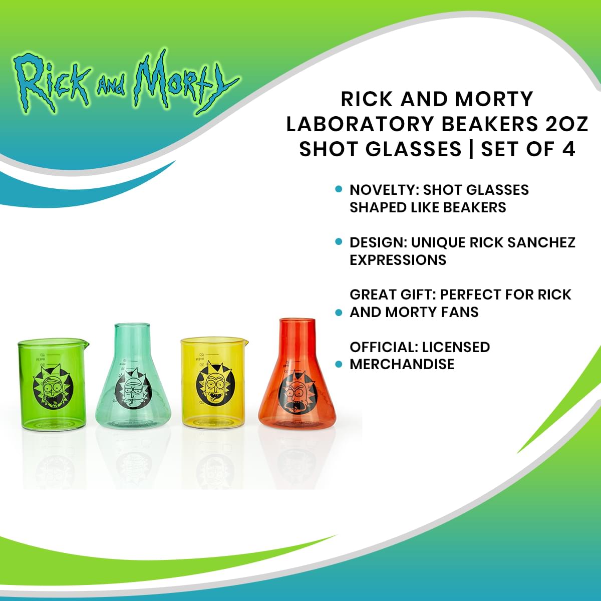 Rick and Morty Laboratory Beakers 2oz Shot Glasses | Set of 4