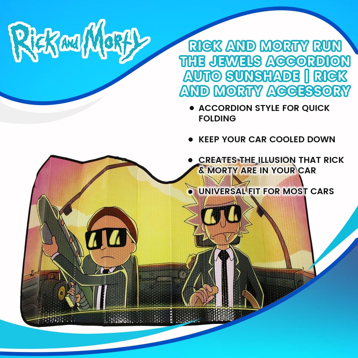 Rick and Morty Run the Jewels Accordion Auto Sunshade | Rick And Morty Accessory