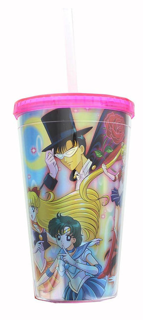 Sailor Moon Cast Holographic Foil 16oz Carnival Cup w/ Straw & Lid