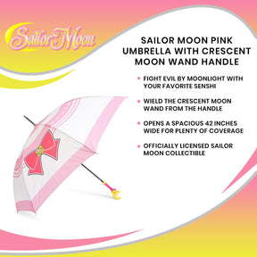 Sailor Moon Pink Umbrella With Crescent Moon Wand Handle