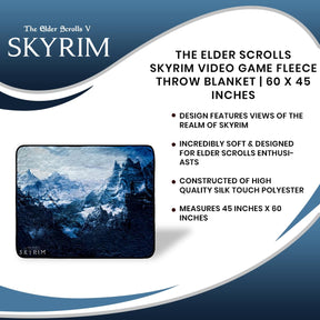 The Elder Scrolls Skyrim Video Game Fleece Throw Blanket | 60 x 45 Inches