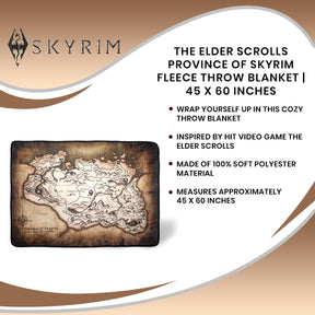 The Elder Scrolls Province of Skyrim Fleece Throw Blanket | 45 x 60 Inches