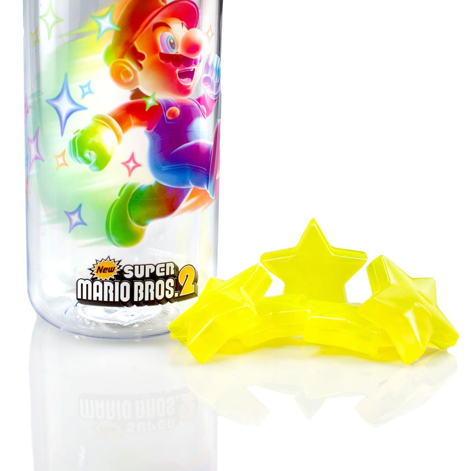 Super Mario Bros 6-Inch Plastic Water Bottle | Super Star Ice Cubes