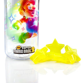 Super Mario Bros 6-Inch Plastic Water Bottle | Super Star Ice Cubes