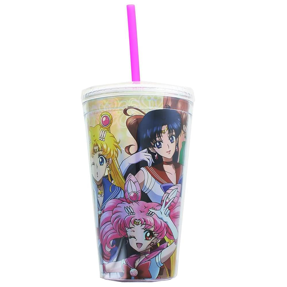 Sailor Moon Characters 16oz Carnival Cup w/ Lid & Straw