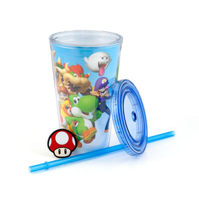 Super Mario Bros. 16oz Travel Cup with Straw Holder