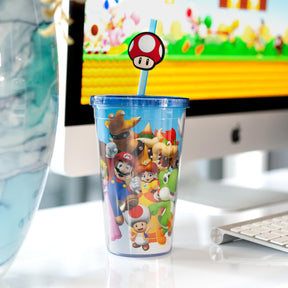 Super Mario Bros. 16oz Travel Cup with Straw Holder