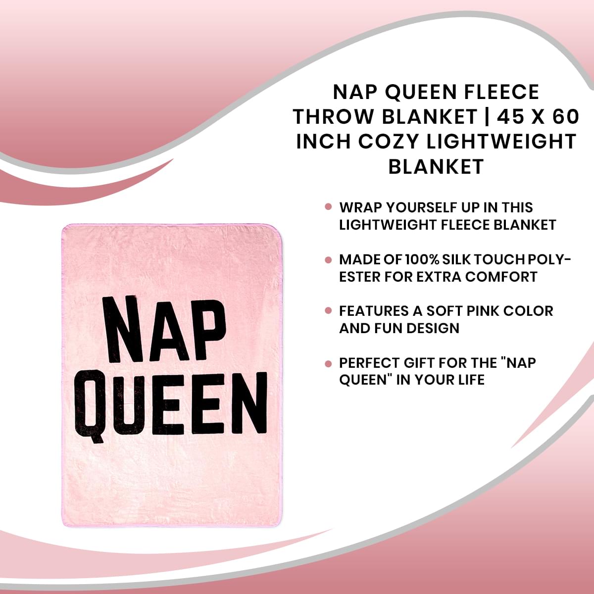 Nap Queen Fleece Throw Blanket | 45 x 60 Inch Cozy Lightweight Blanket