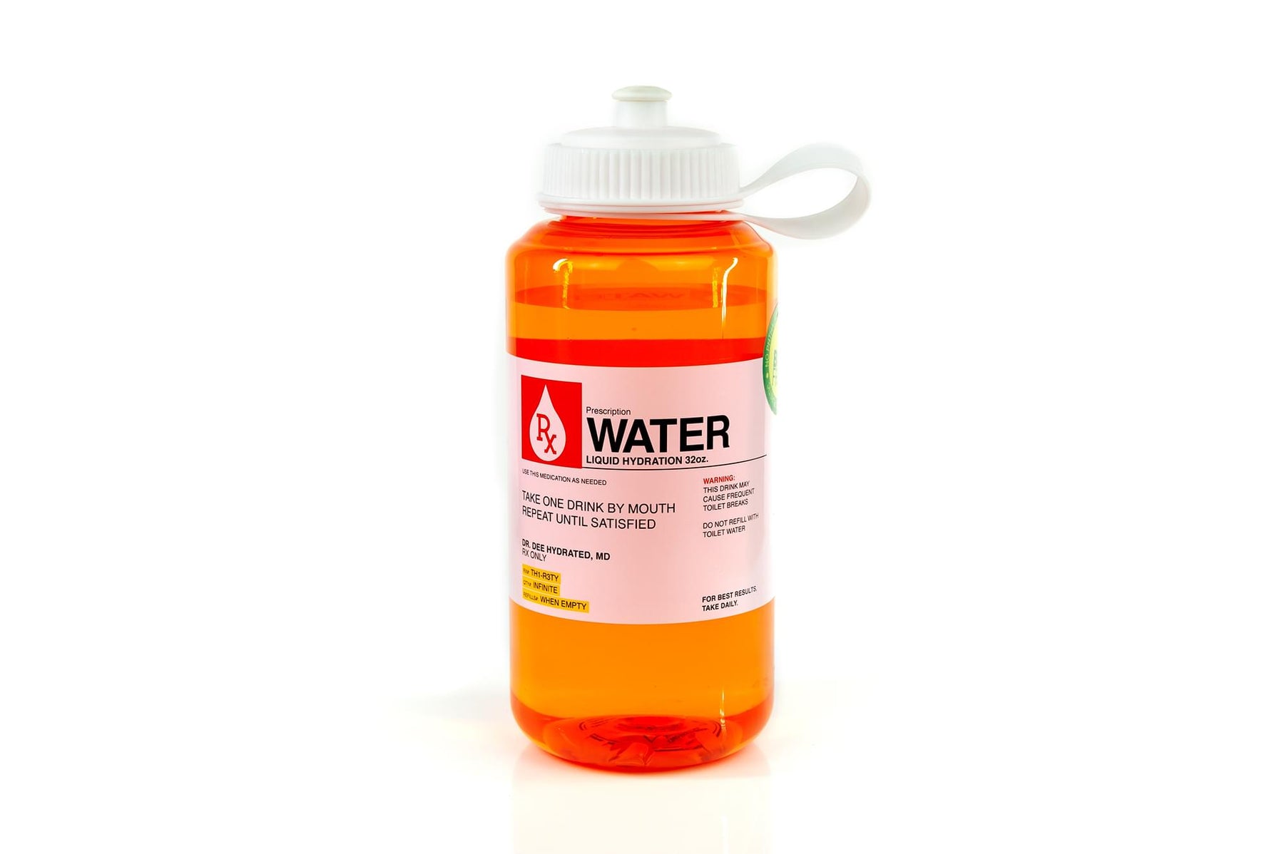 Prescription Water 32 Oz Plastic Water Bottle With Lid