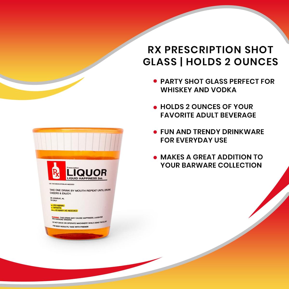 Rx Prescription Shot Glass | Holds 2 Ounces