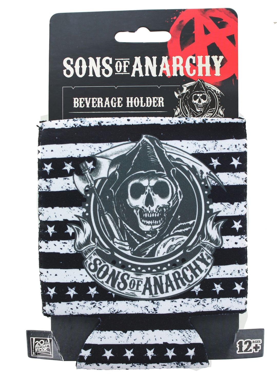 Sons of Anarchy Black and White Stripe Reaper Foam Can Huggie
