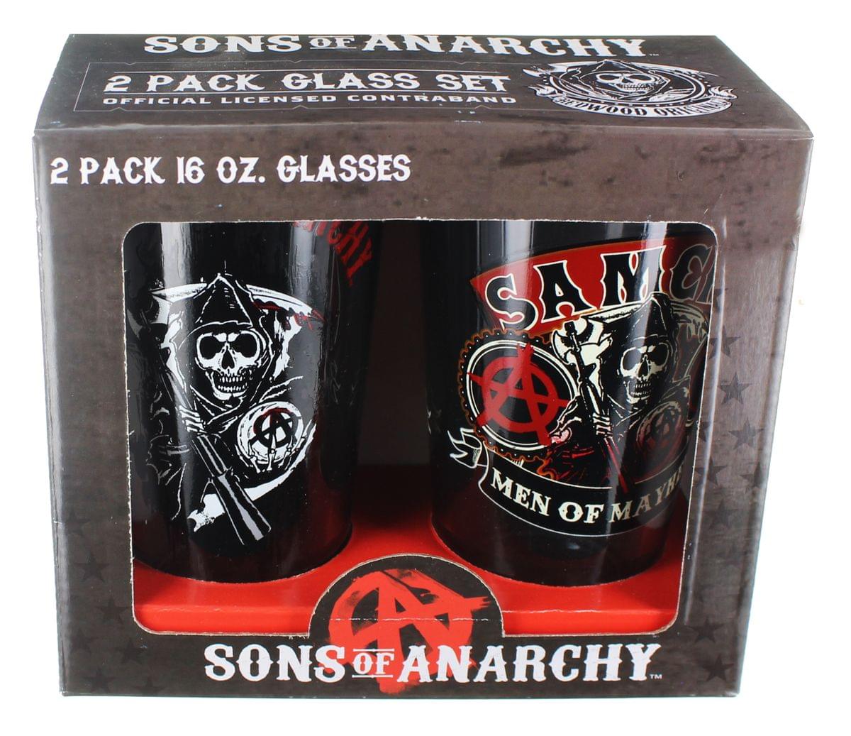 Sons of Anarchy Mayhem 16oz Pint Glasses, Set of 2