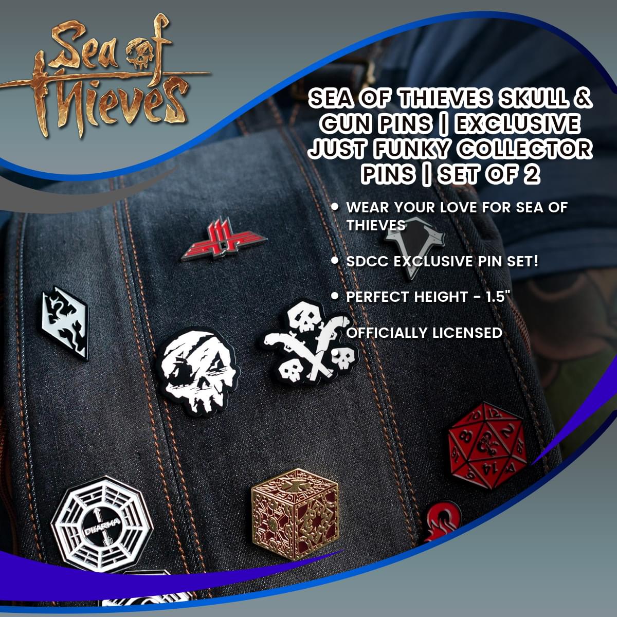 Sea of Thieves Skull & Gun Pins | Exclusive Just Funky Collector Pins | Set of 2