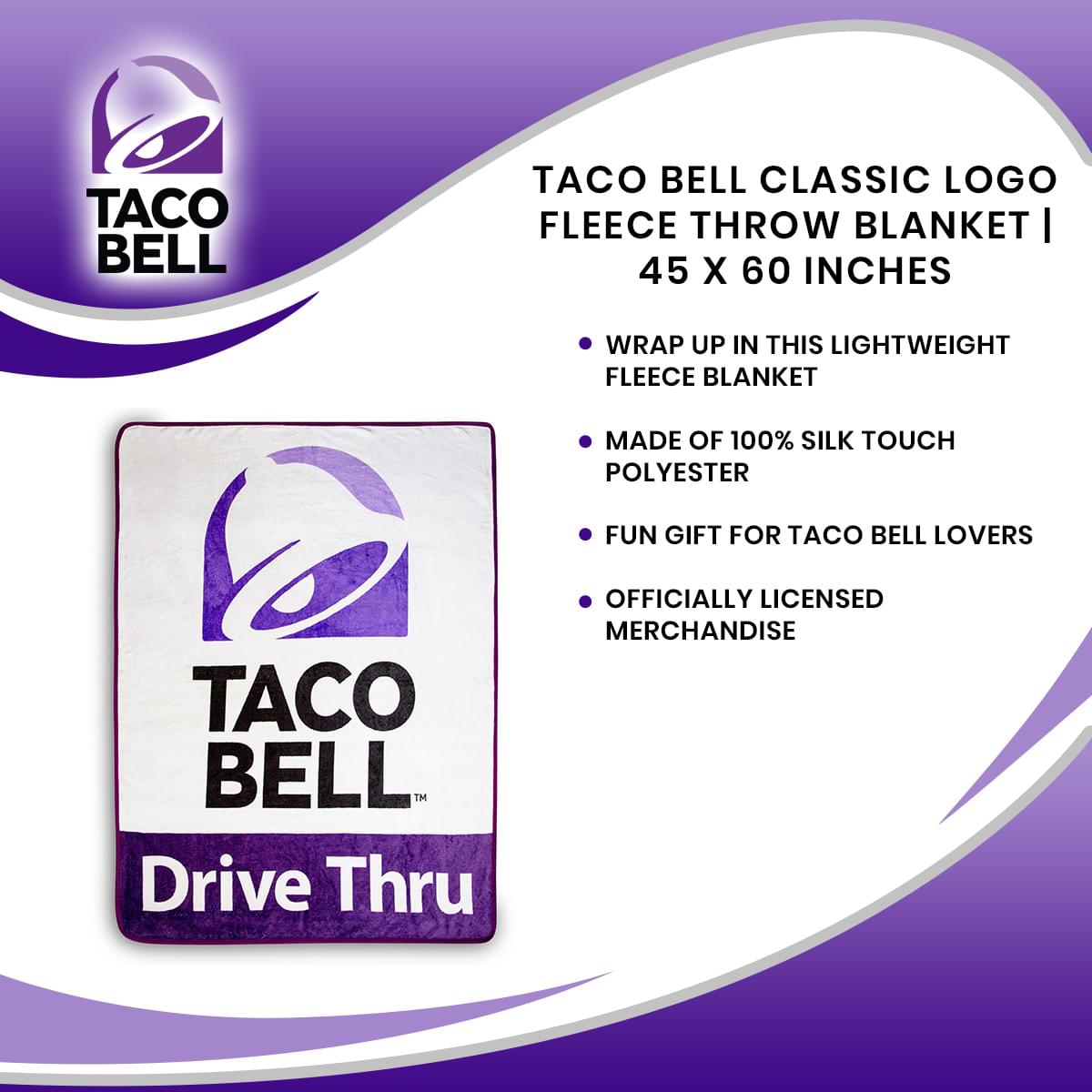 Taco Bell Classic Logo Fleece Throw Blanket | 45 x 60 Inches