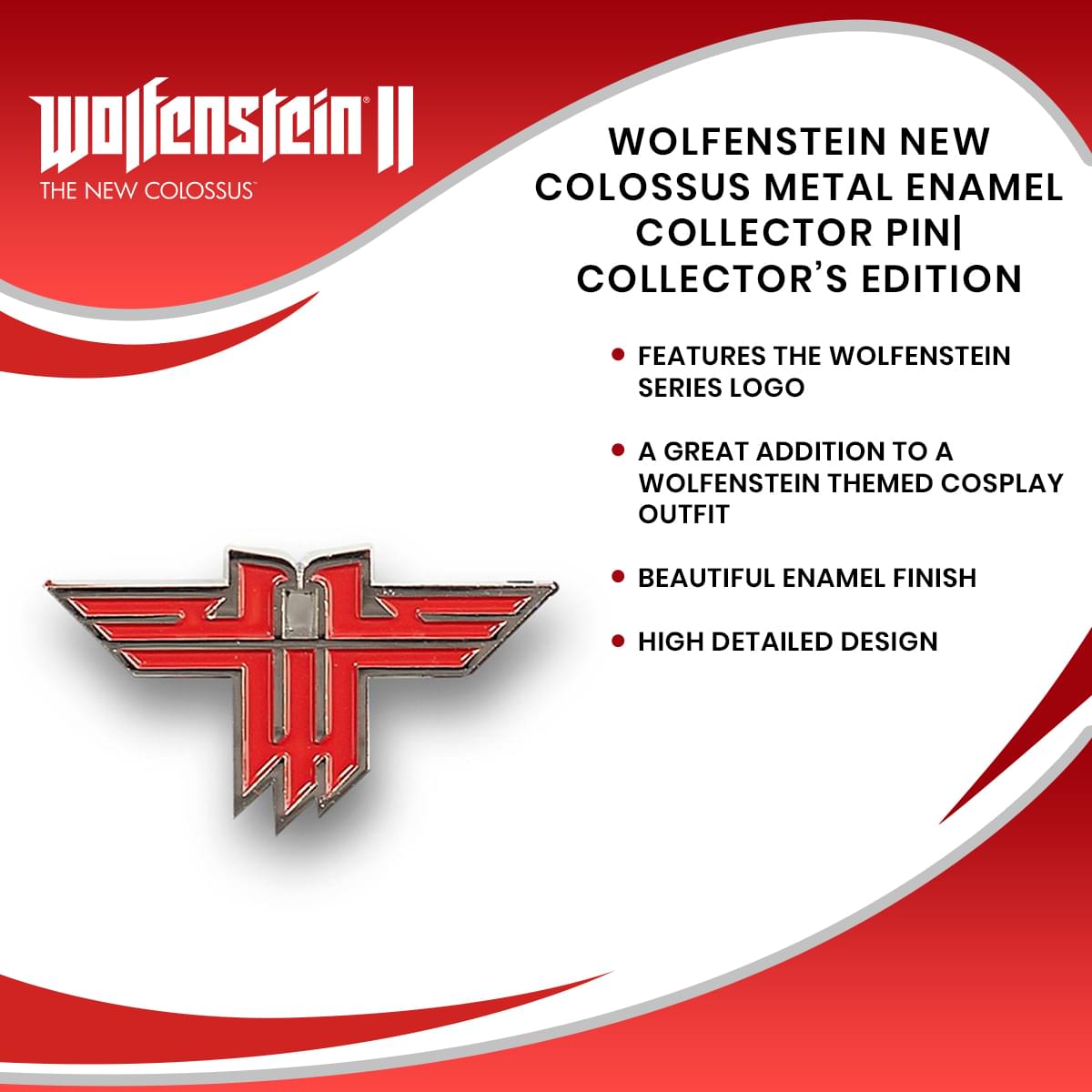 Wolfenstein New Colossus Metal Enamel Collector Pin| Collector’s Edition