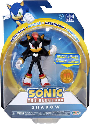 Sonic the Hedgehog 4 Inch Action Figure | Shadow w/ Super Ring
