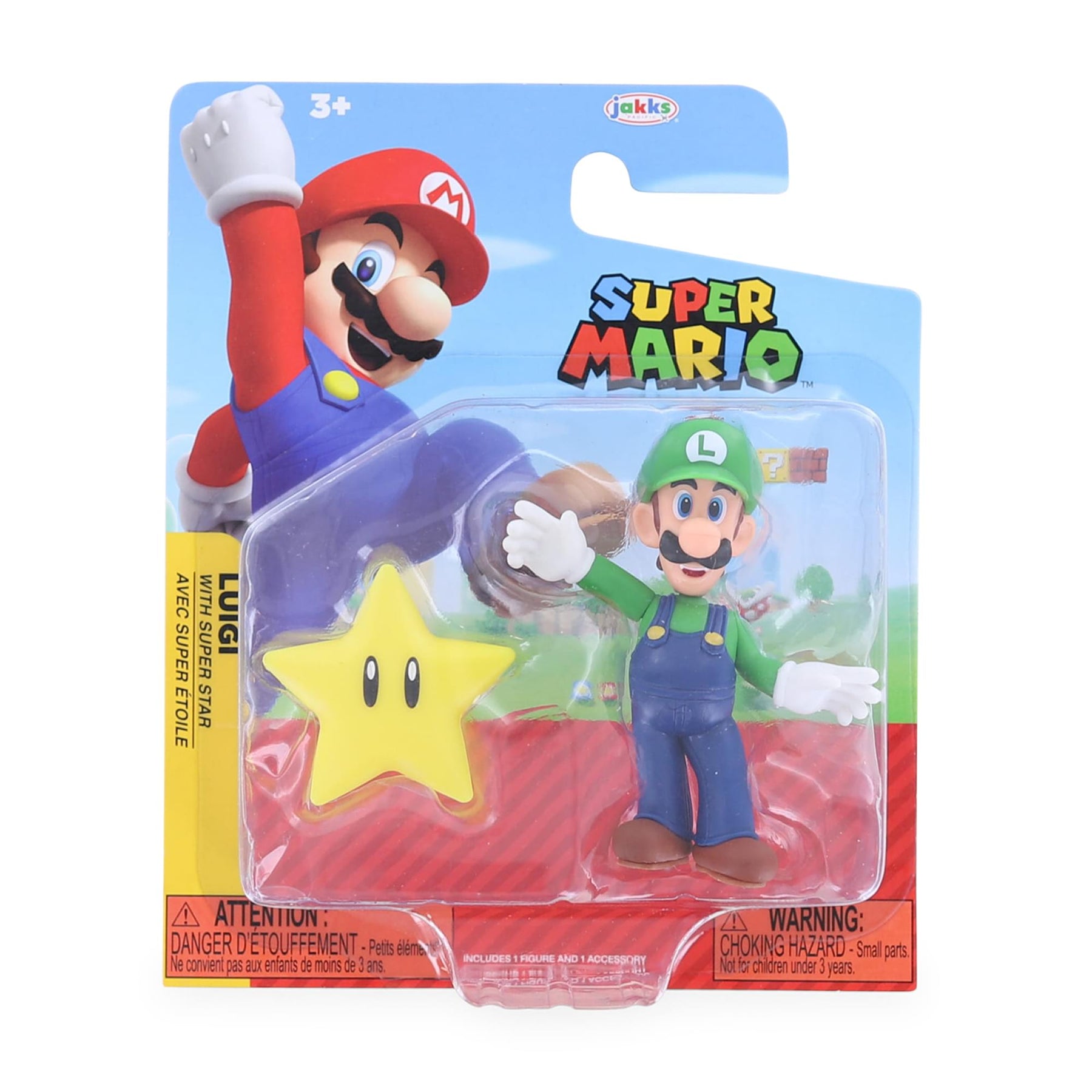 Super Mario World of Nintendo 2.5 Inch Figure | Luigi with Super Star