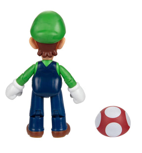 Super Mario 4 Inch Action Figure | Luigi w/ 1-Up Mushroom
