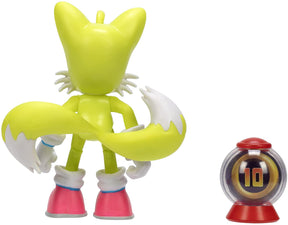 Sonic the Hedgehog 4 Inch Figure | Modern Tails with Ring Item Box