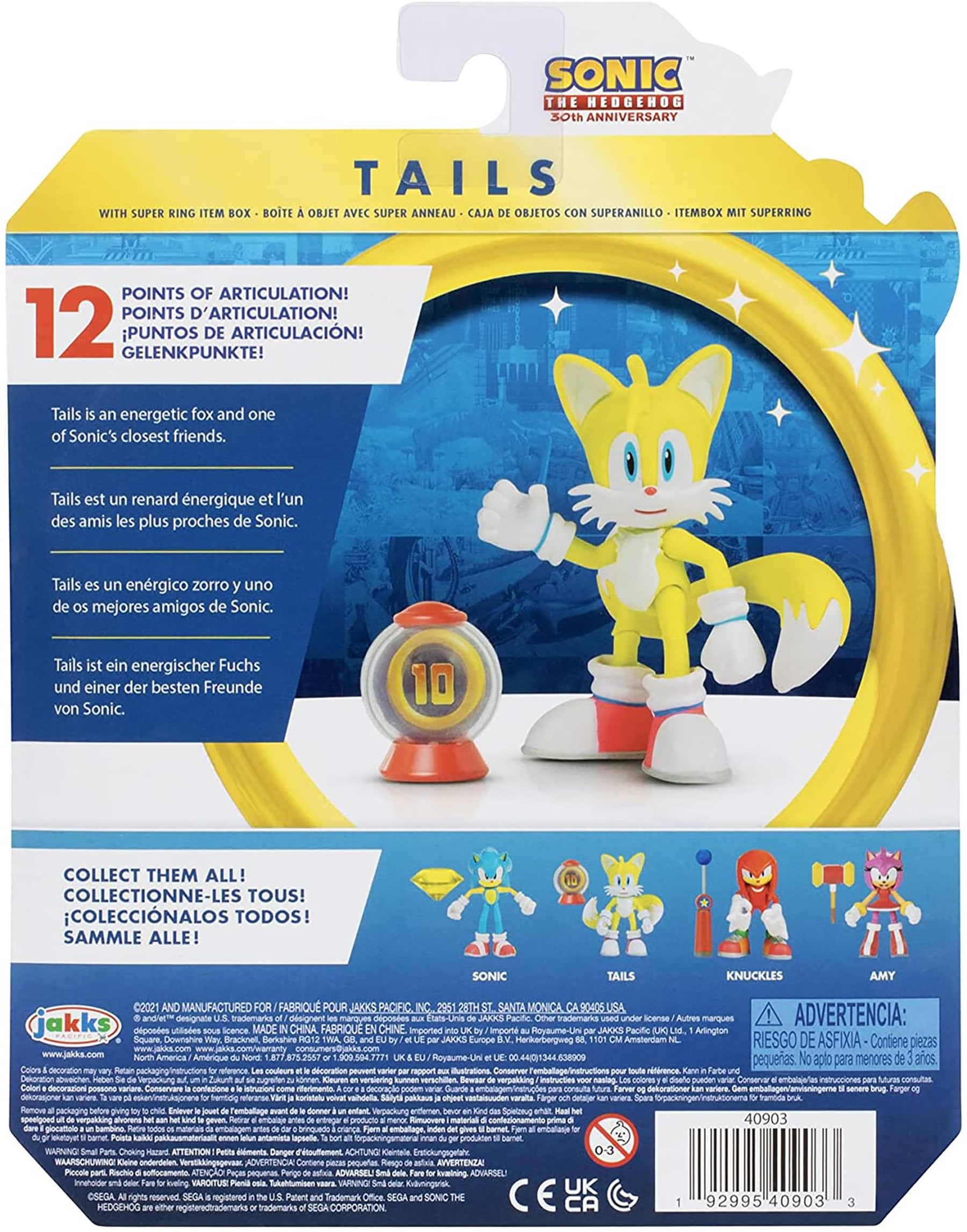Sonic the Hedgehog 4 Inch Figure | Modern Tails with Ring Item Box