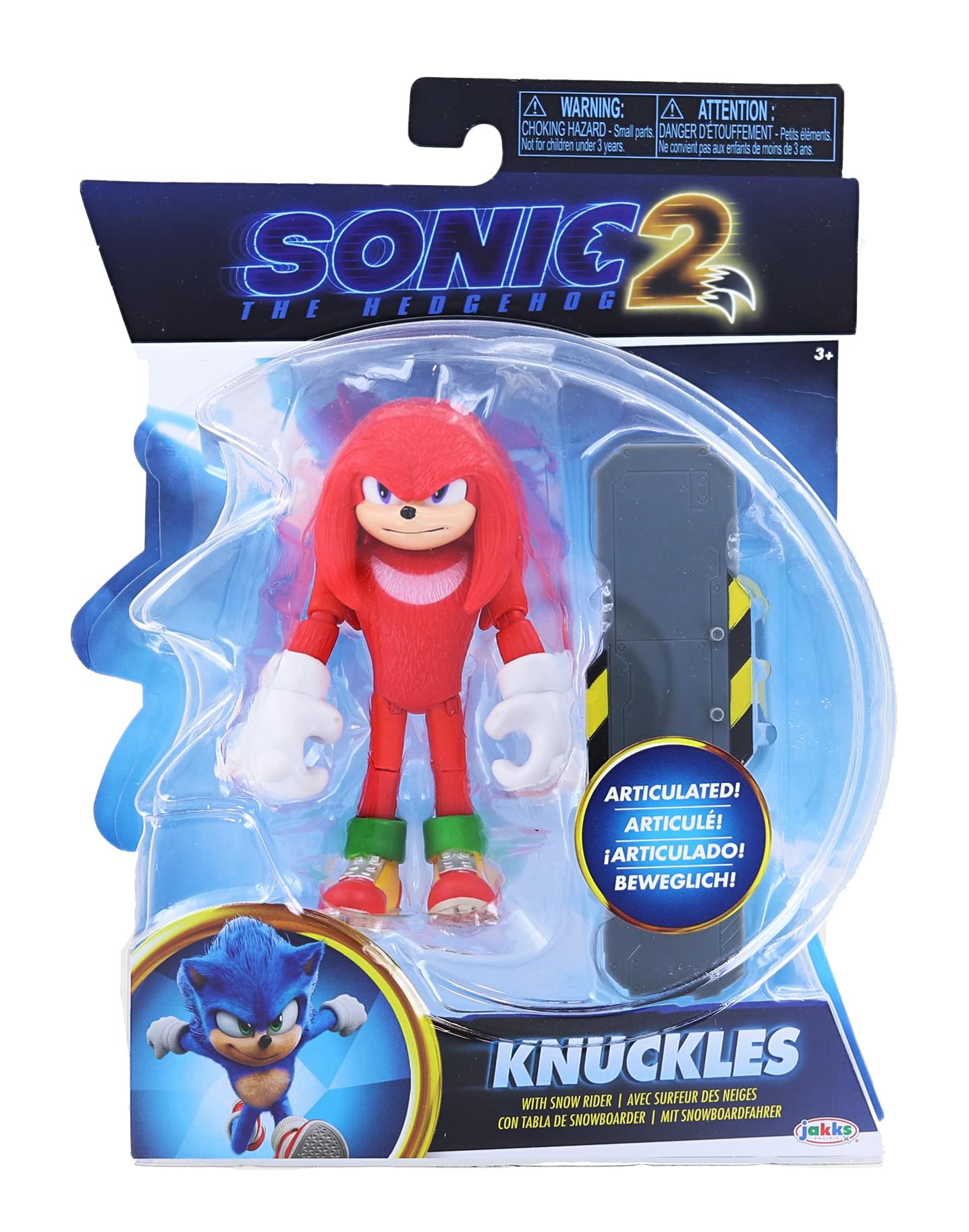 Sonic the Hedgehog 4 Inch Figure | Knuckles with Snow Rider