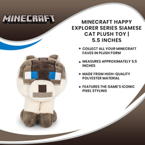 Minecraft Happy Explorer Series Siamese Cat Plush Toy | 5.5 Inches