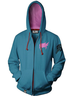 Overwatch Ultimate Zarya Blue/Red Zip-Up Hoodie